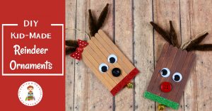 Learn how to make cute reindeer ornaments from craft sticks! These are easy enough for kids to make. They look great on the tree, and make perfect kid-made gifts. 