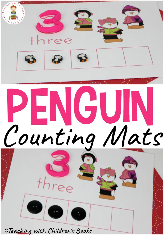 Preschoolers will love counting with five Christmas penguins! These preschool counting mats are great practice for early math fun.