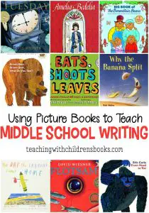 I love using picture books to teach writing in middle school. Using accessible texts for all levels of readers in upper elementary and middle grades helps students learn about writing with low risk, fun books!