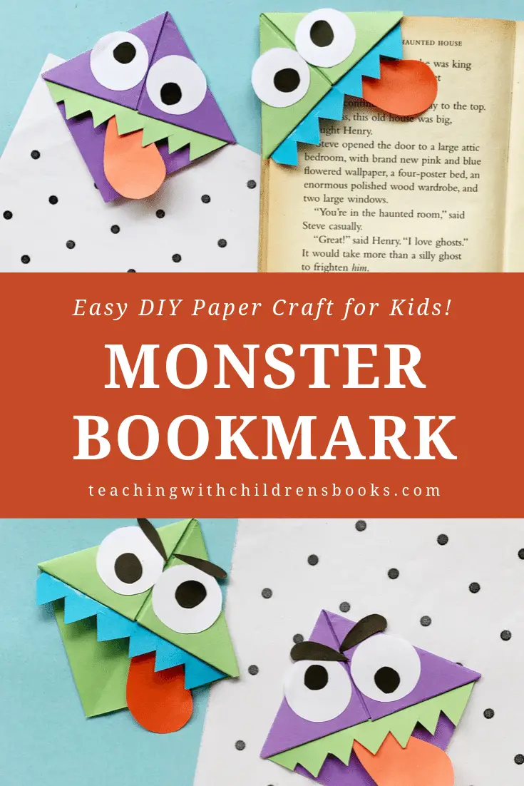 Here is a fantastic DIY monster bookmark craft for kids. This tutorial is complete with pictures, instructions, and a free printable template. 