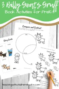 Don't miss these printable Three Billy Goats Gruff activities! They focus on colors, alphabet, and math with a fun farm theme. Perfect for your book-based lessons.