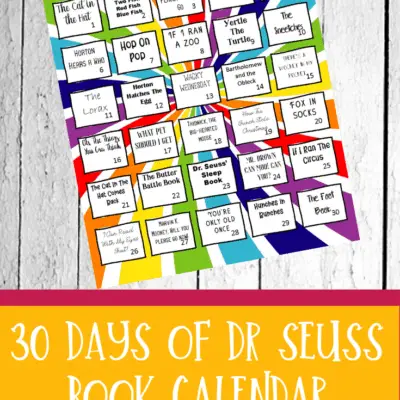30 Days of Dr Seuss Books Calendar