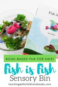 When you create this fun Fish is Fish sensory bin, your students will have an opportunity to reenact the story over and over again. 